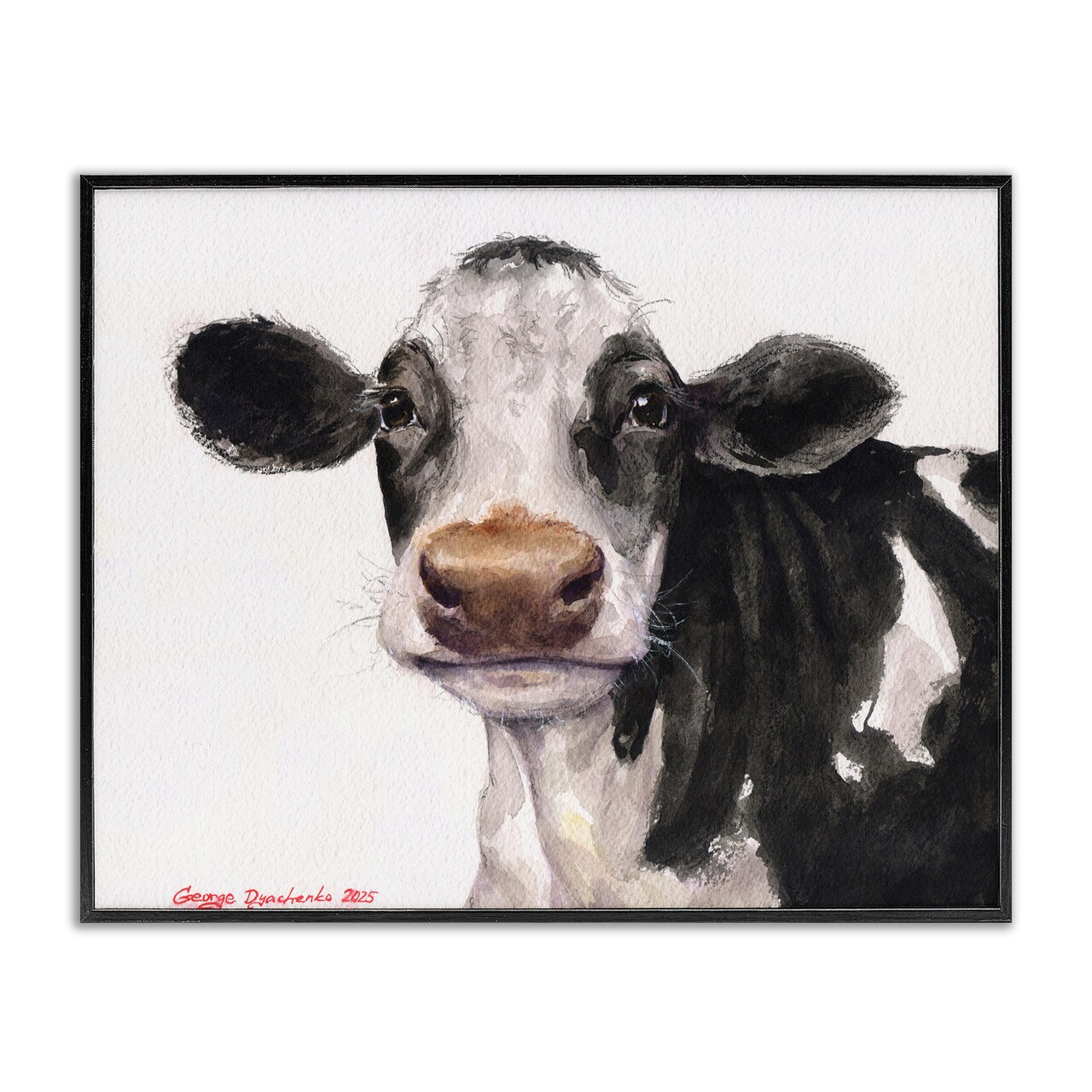 Stupell Industries Cute Cow with White Spots Framed Giclee, design by George Dyachenko